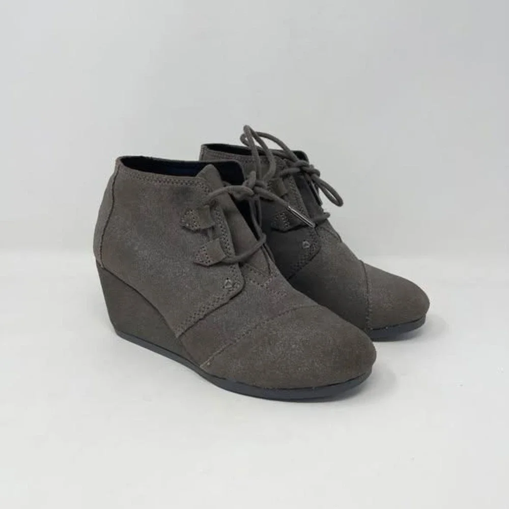 Toms Kayla Desert Wedge Ankle Boot Womens 6‎ Gray Sparkly Boho Y2K Casual